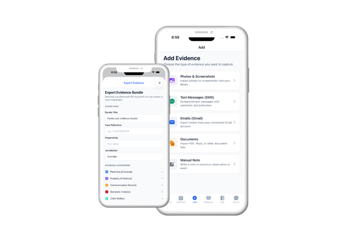 Evidence Tracker app screenshot